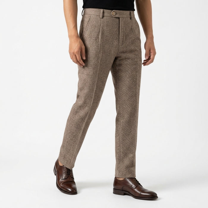 Etienne Herringbone Wool Trousers