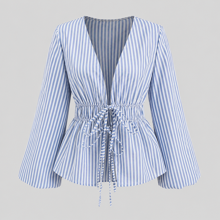 The Elowen Stripe Tie-Waist Blouse