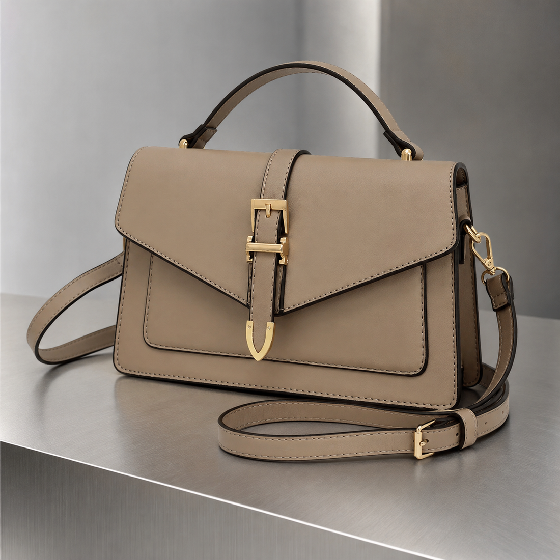 Caffaro Buckle Satchel - Khaki