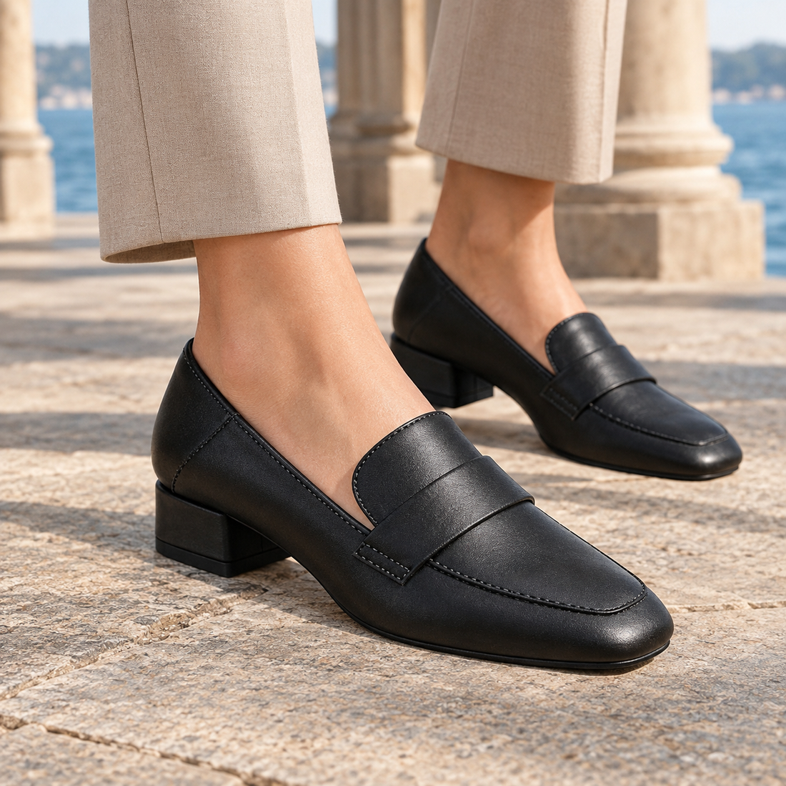 Recanati Block Heel Loafers - Black