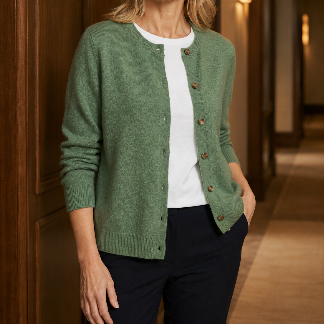Annabel-Jane Crew Neck Sweater - Green