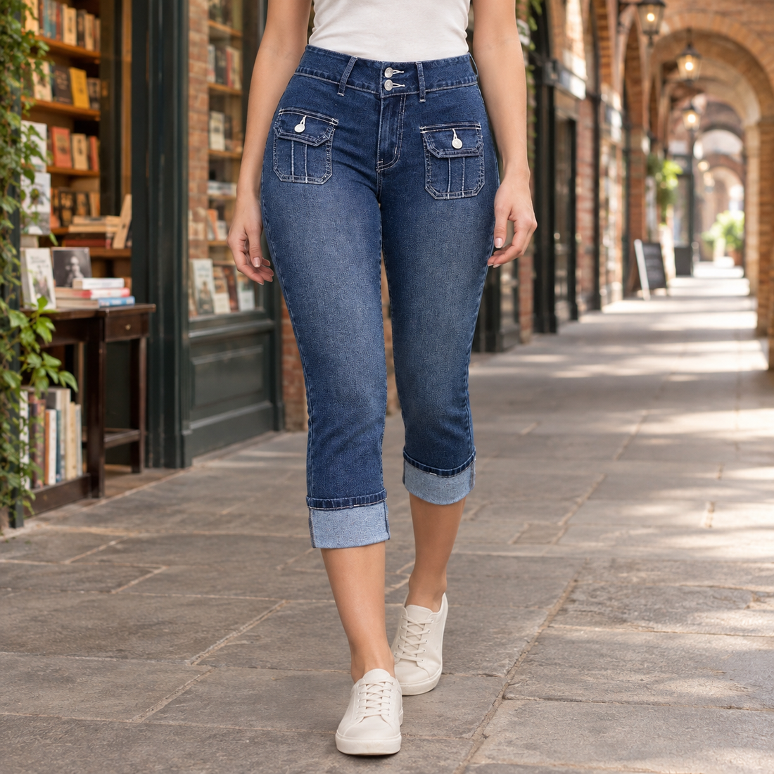 Megan Slim Capri Jeans - Dark Blue