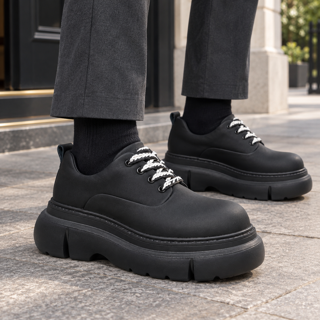 Modena Platform Derbies - Black