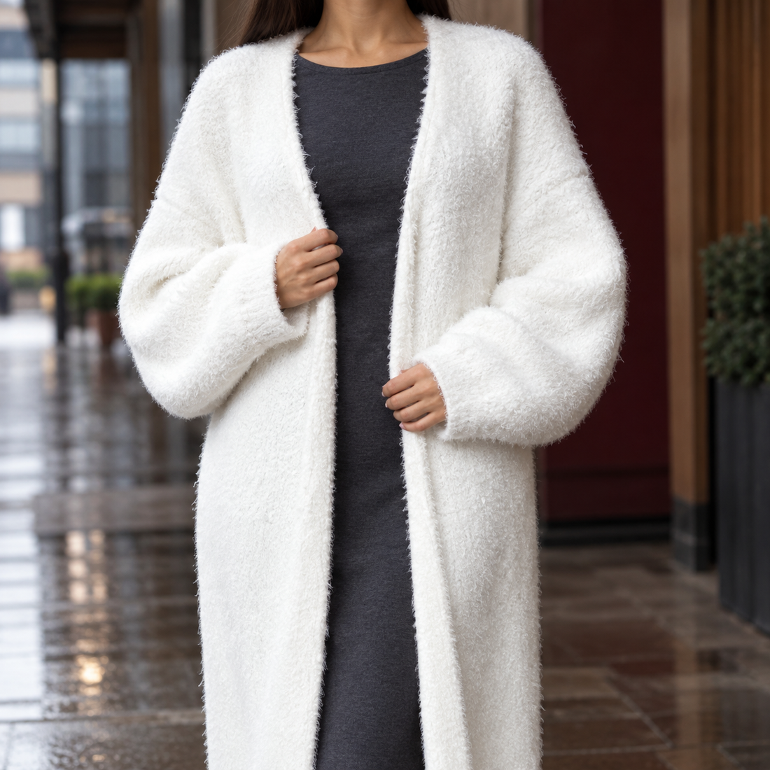 Amalia-Claire Fluffy Sweater - White