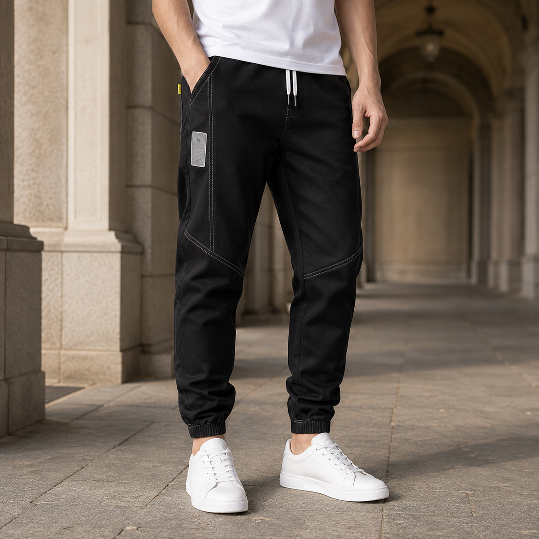Octave Tapered Jogger Pants - Black