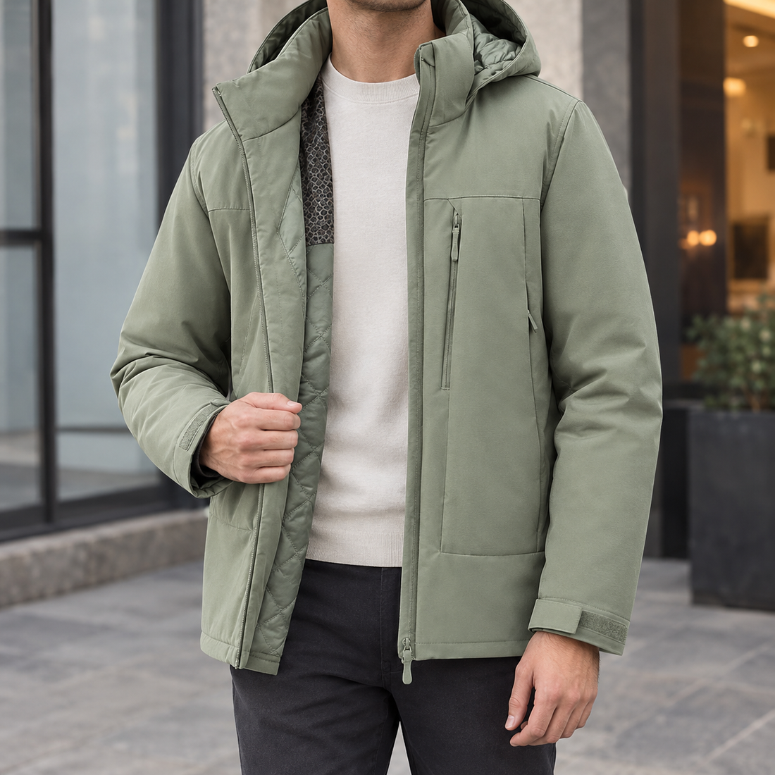 Reece Hooded Jacket - Loose Gray Green
