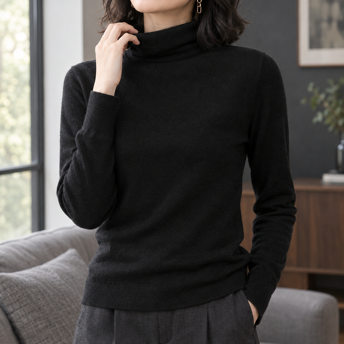Serena-Louise Turtleneck Sweater - Black