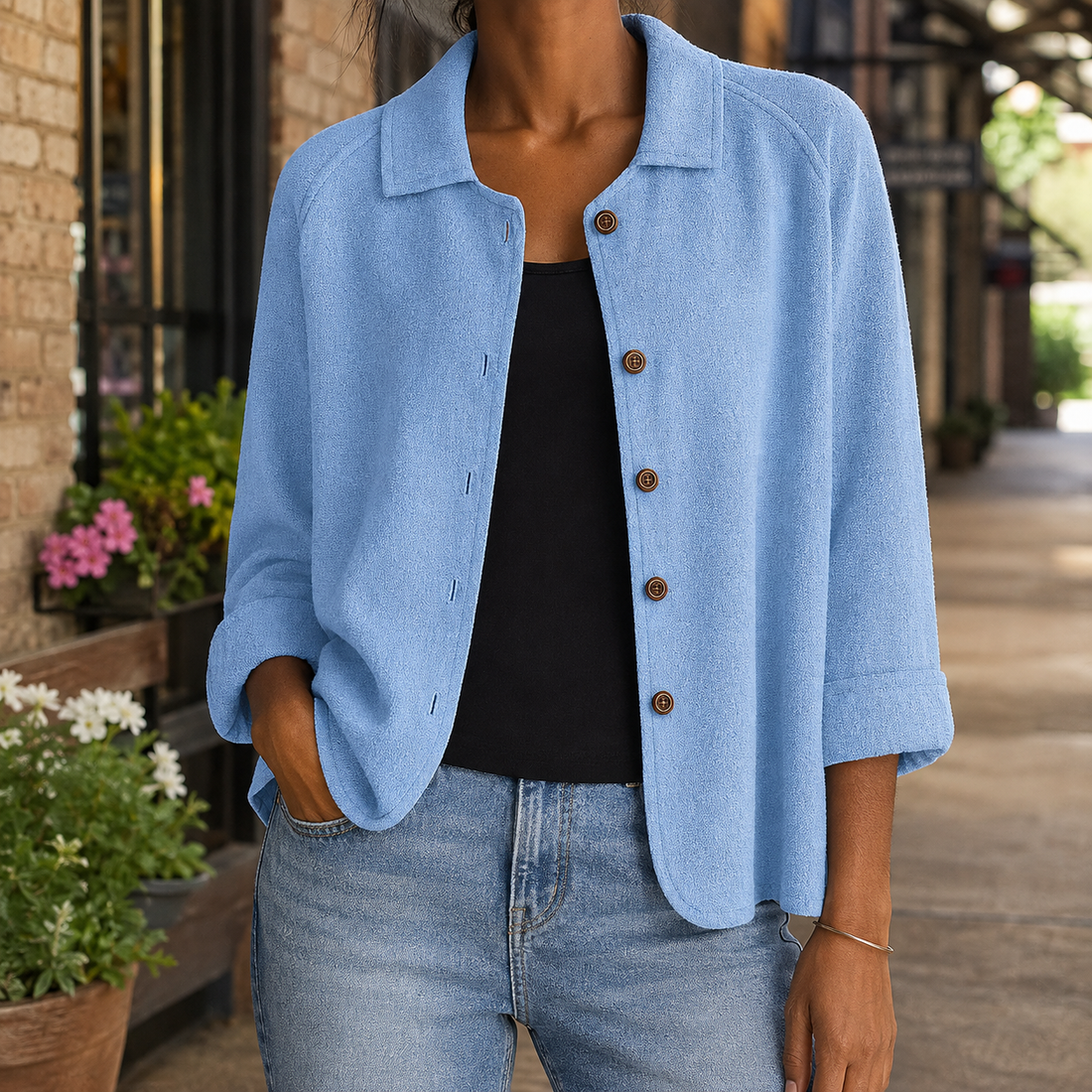 Soraya-Lane Collared Sweater - Light Blue