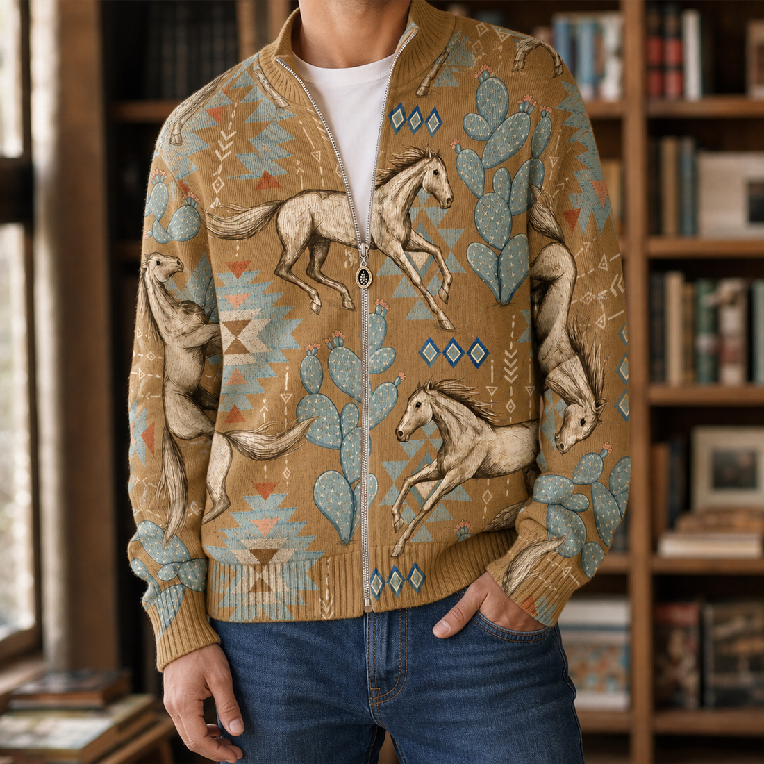 Byron Zip Sweater - Tan