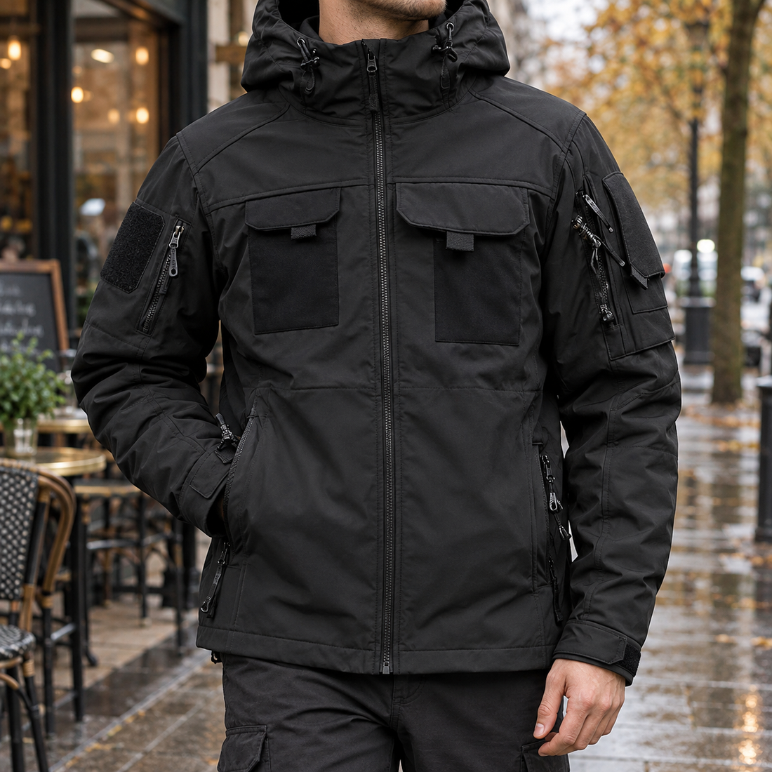Macaire-Lane Hooded Utility Jacket - Black