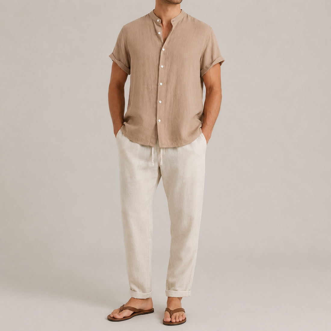Caspian Linen Set on model