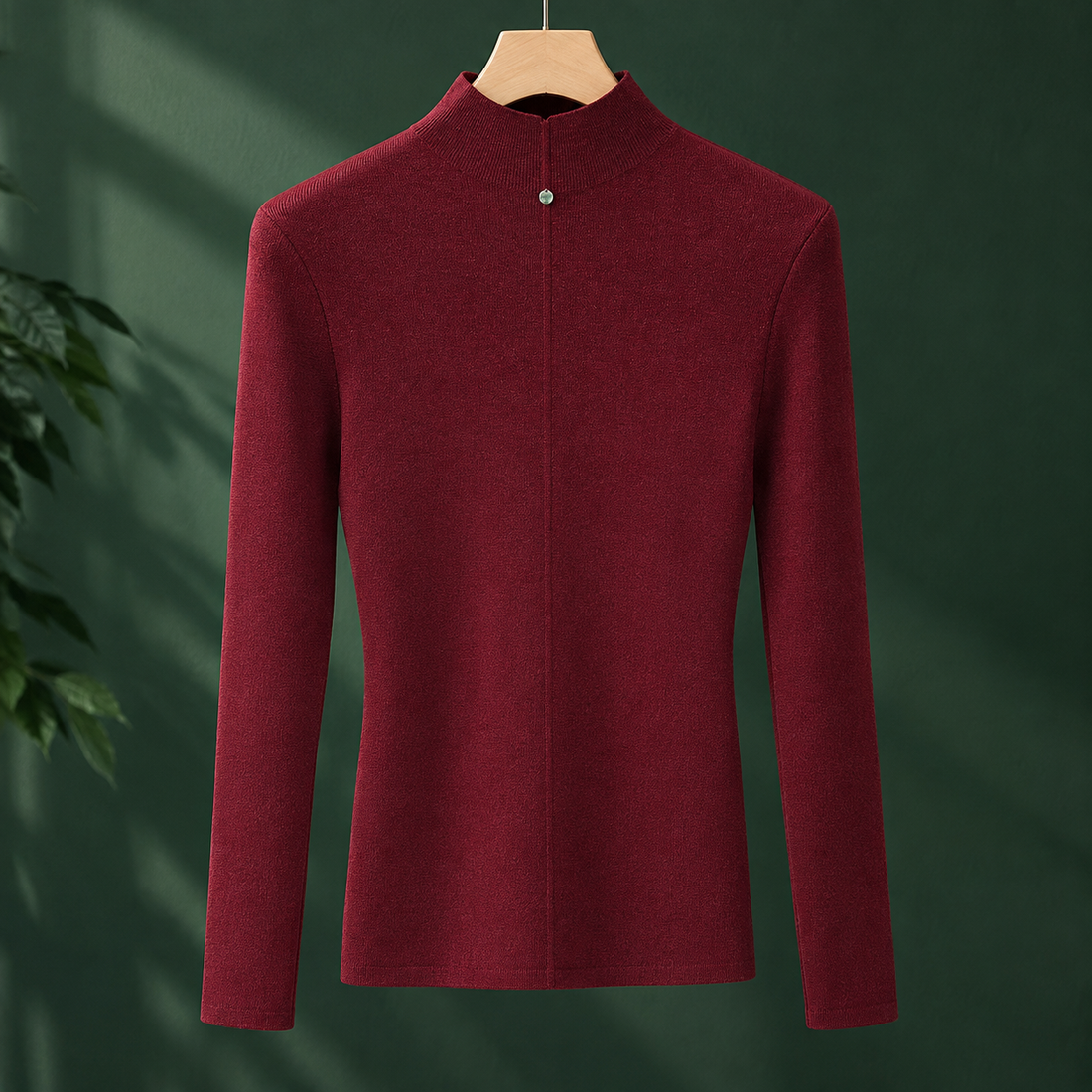 Octavia Mock Neck Sweater - Wine Red