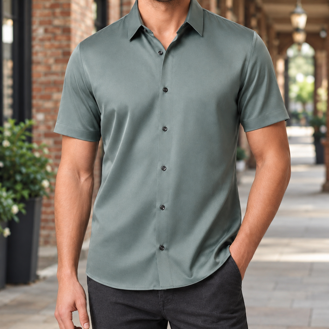 Lorcan Silk Shirt - Olive