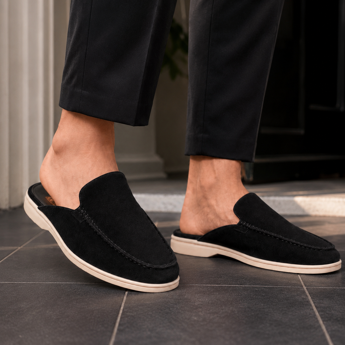 Ruggeri Suede Mule Loafers - Black