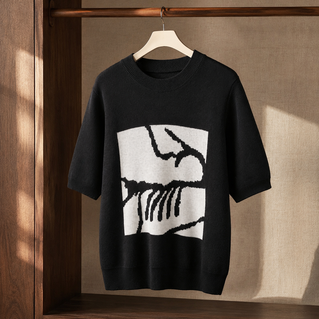 Severine Graphic Knit Top - Black