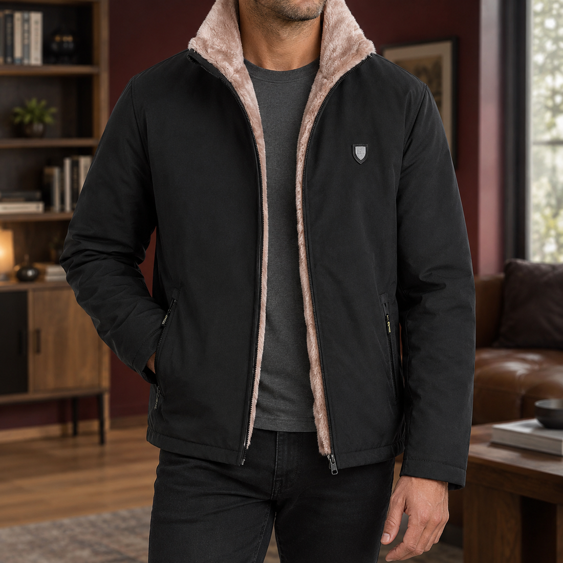 Marcus Pile-Lined Jacket - Black