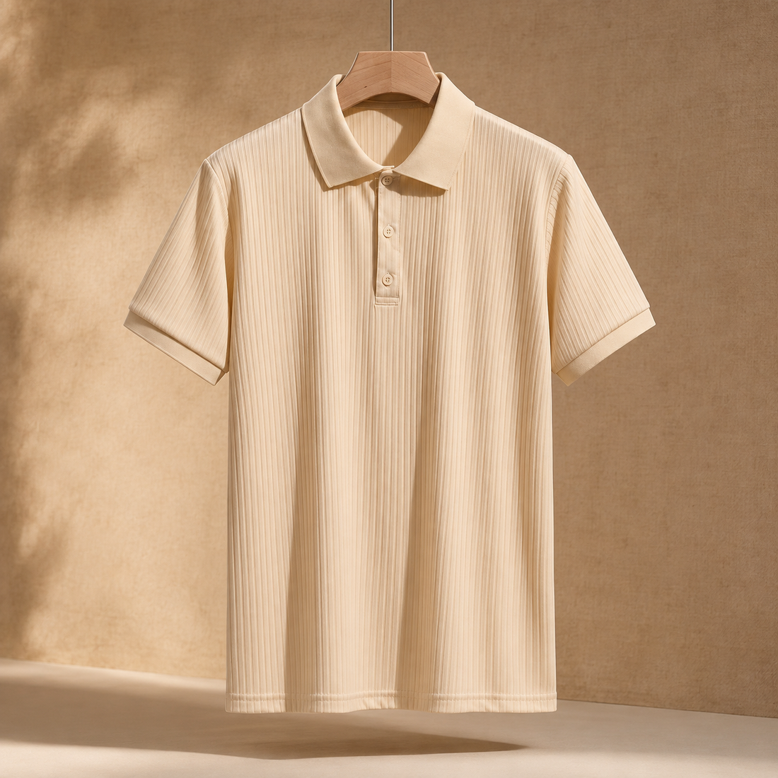 Ignatius Ribbed Polo - Beige