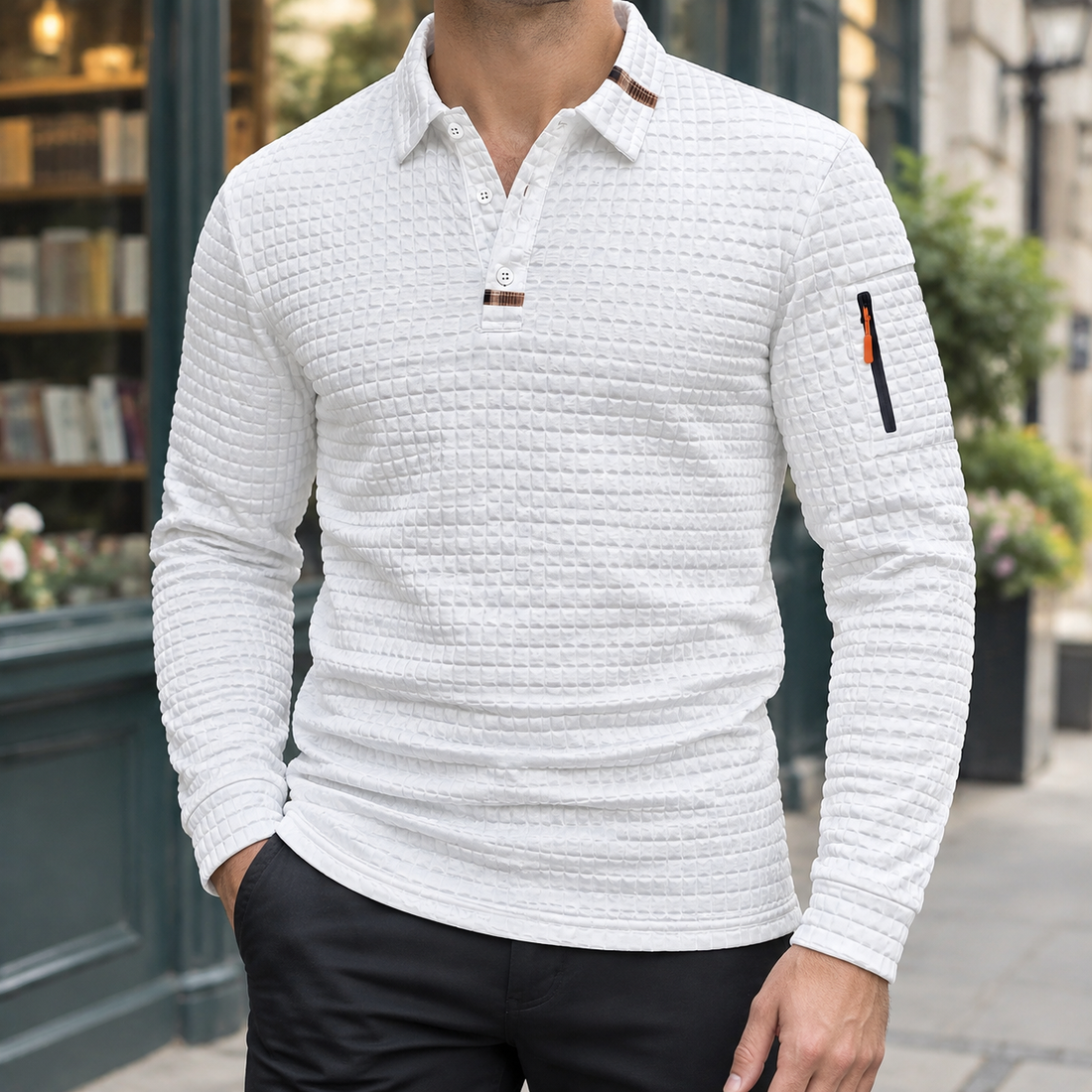 Cyprian Textured Polo - White