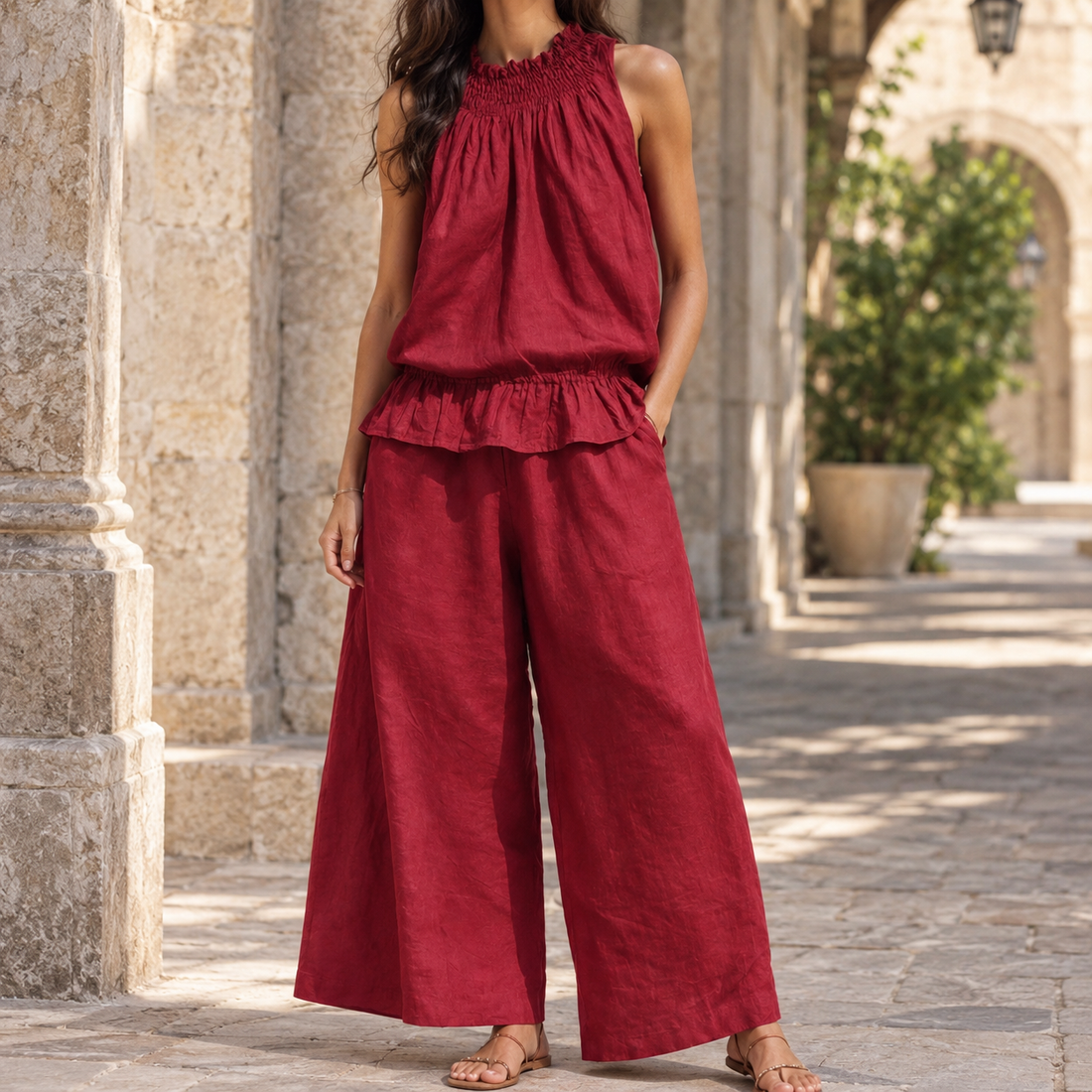 Arletta Relaxed Set - Wine Red
