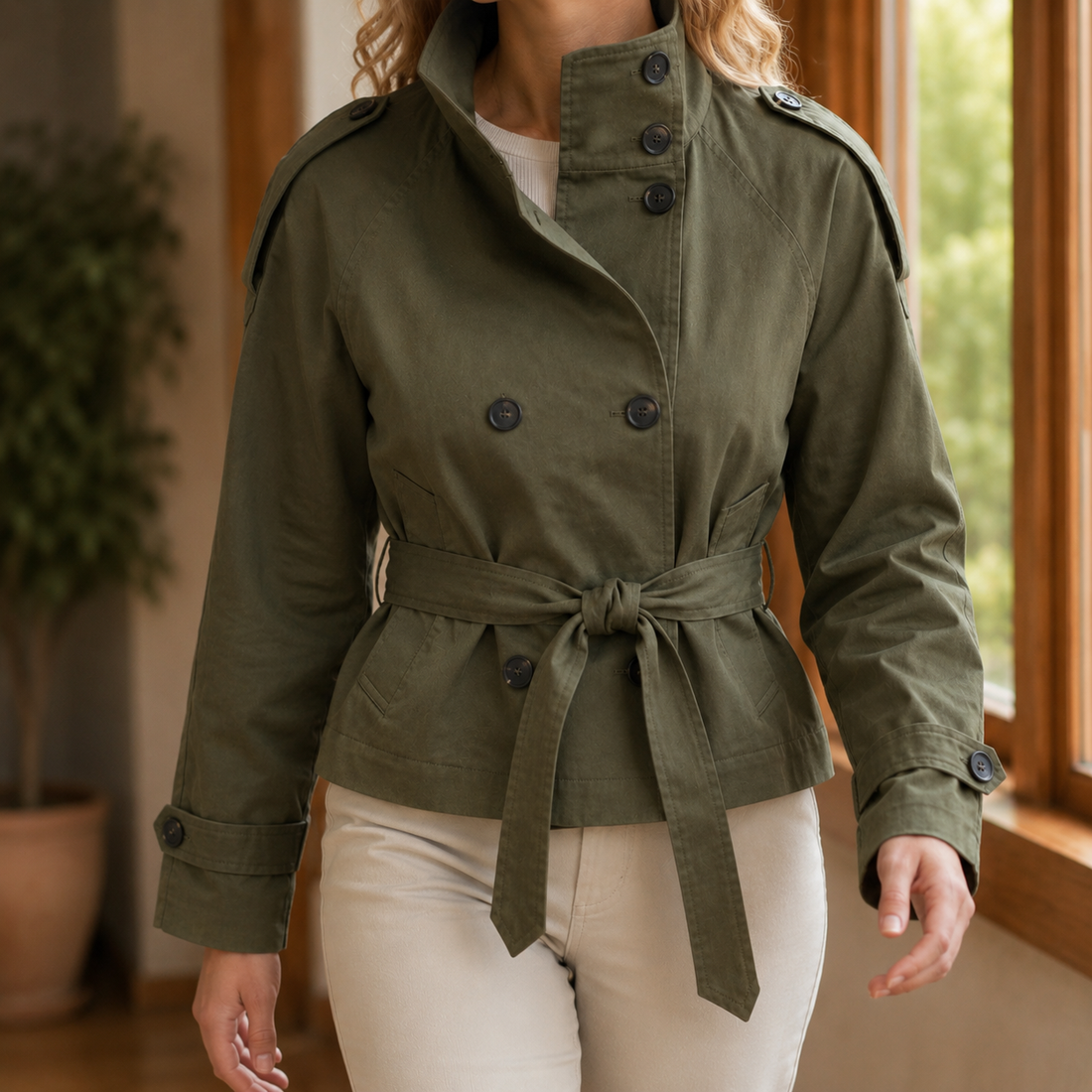 Laurel-Hope Belted Trench Jacket - Army Green