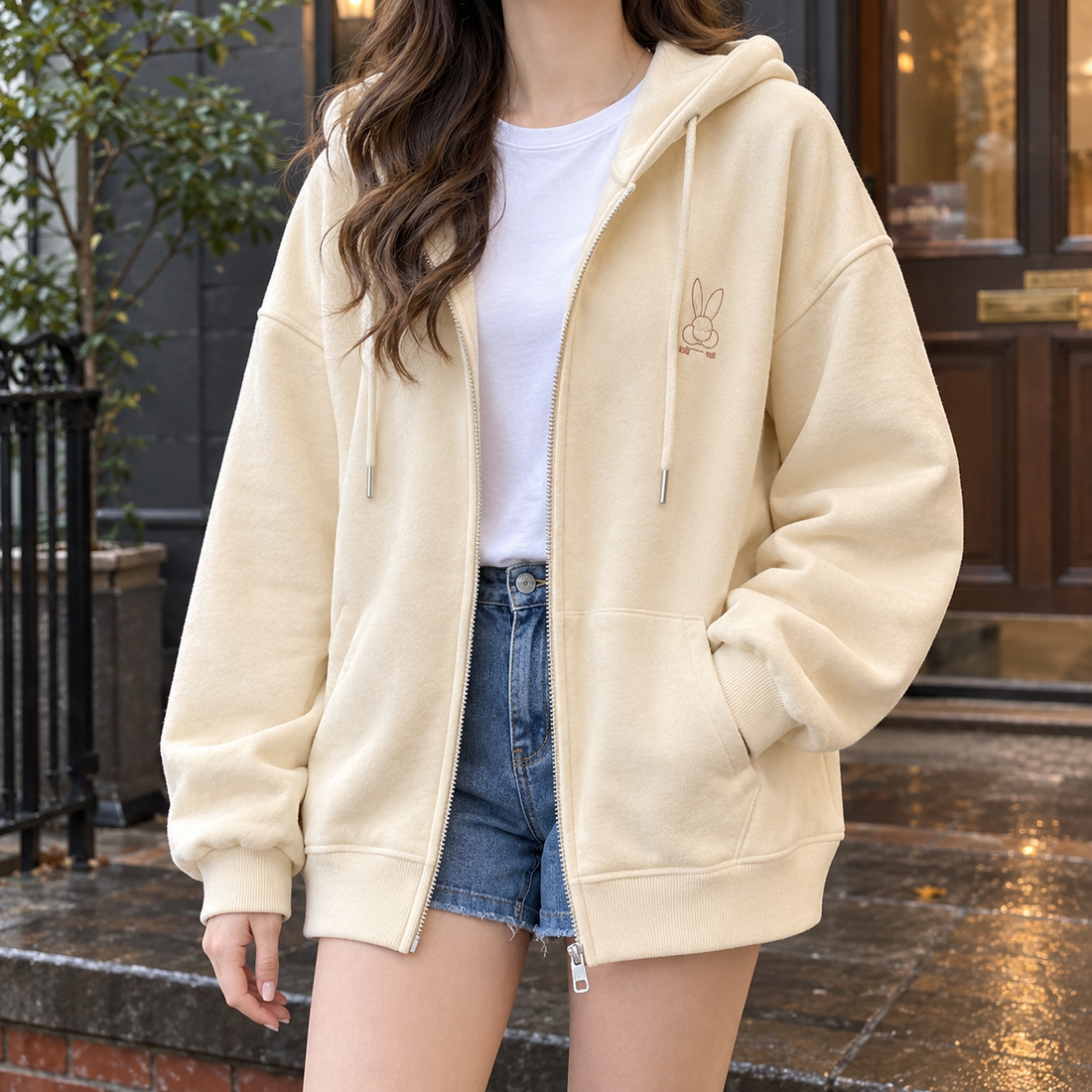 Miriam Relaxed Zip Hoodie - Apricot Yellow