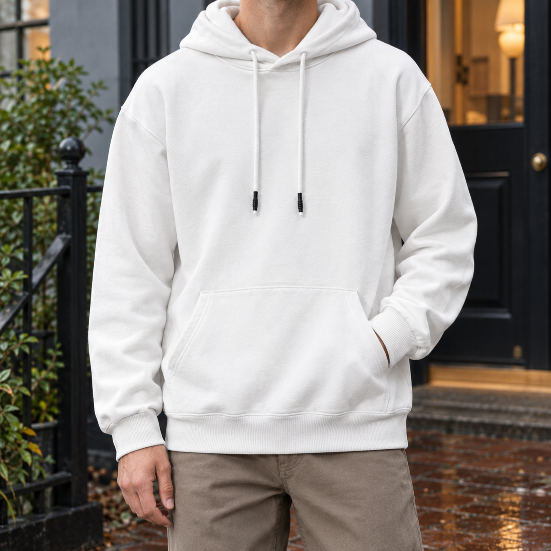 Timothy Relaxed Hoodie - White-terry