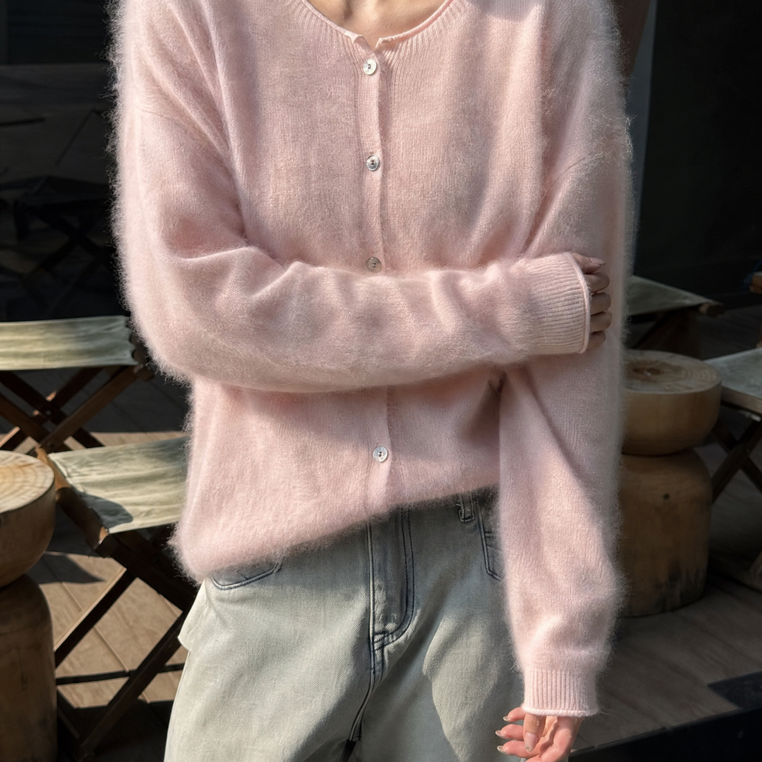 Amandine-June Brushed Cardigan - Pink