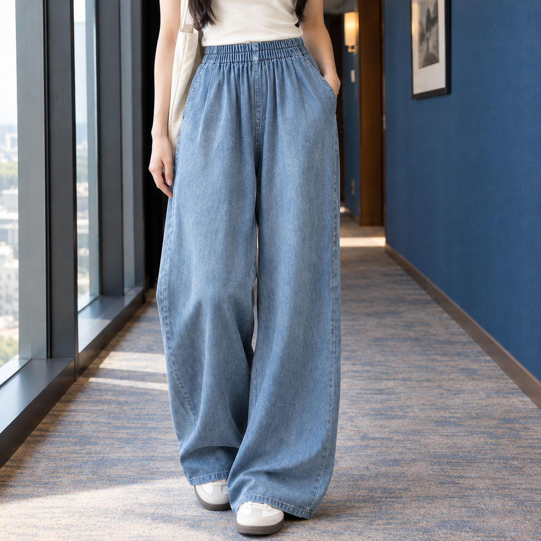 Florence-Sage Wide Leg Jeans - Lead Product Detail