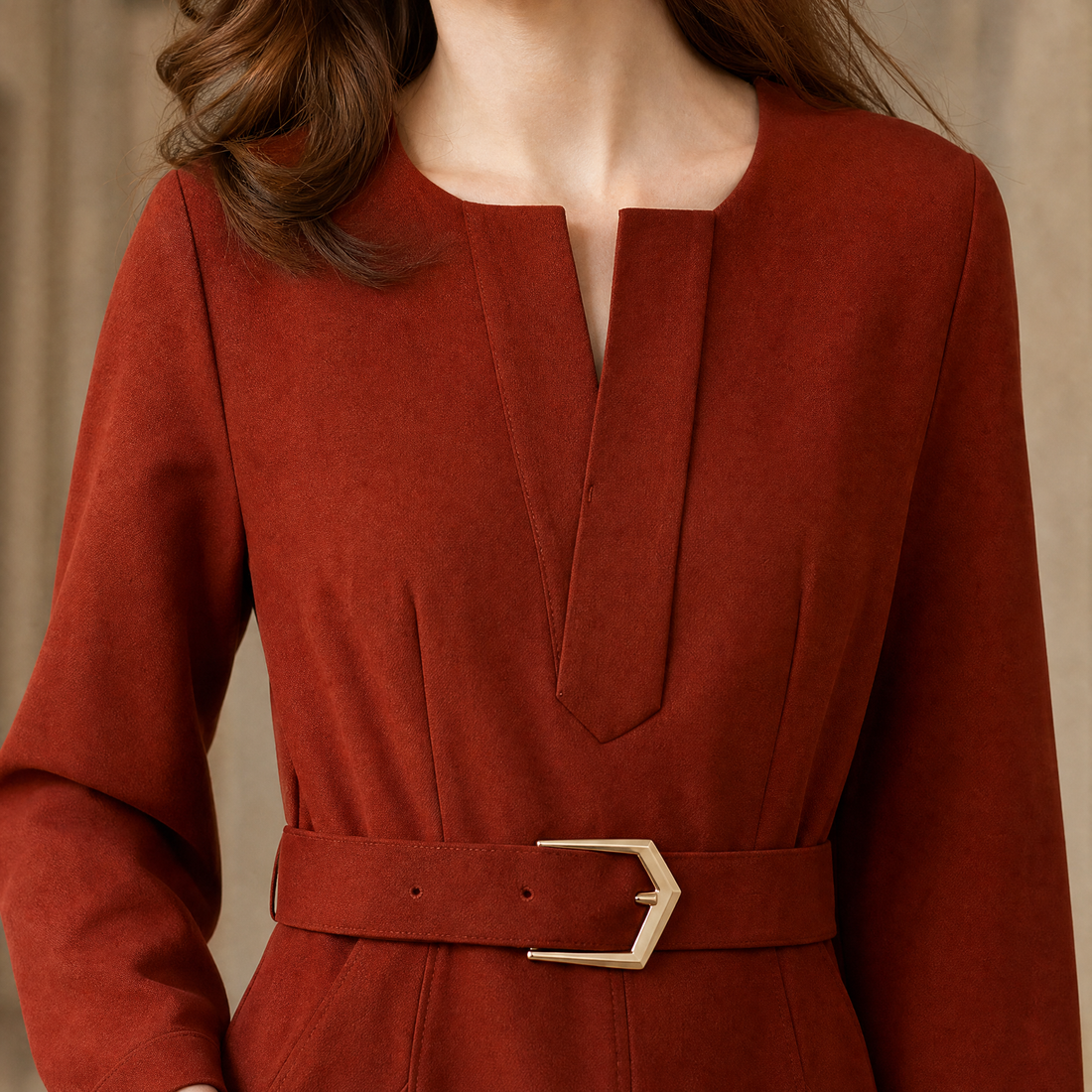Autumn-Jade Belted A-Line Dress - Lead Product Detail