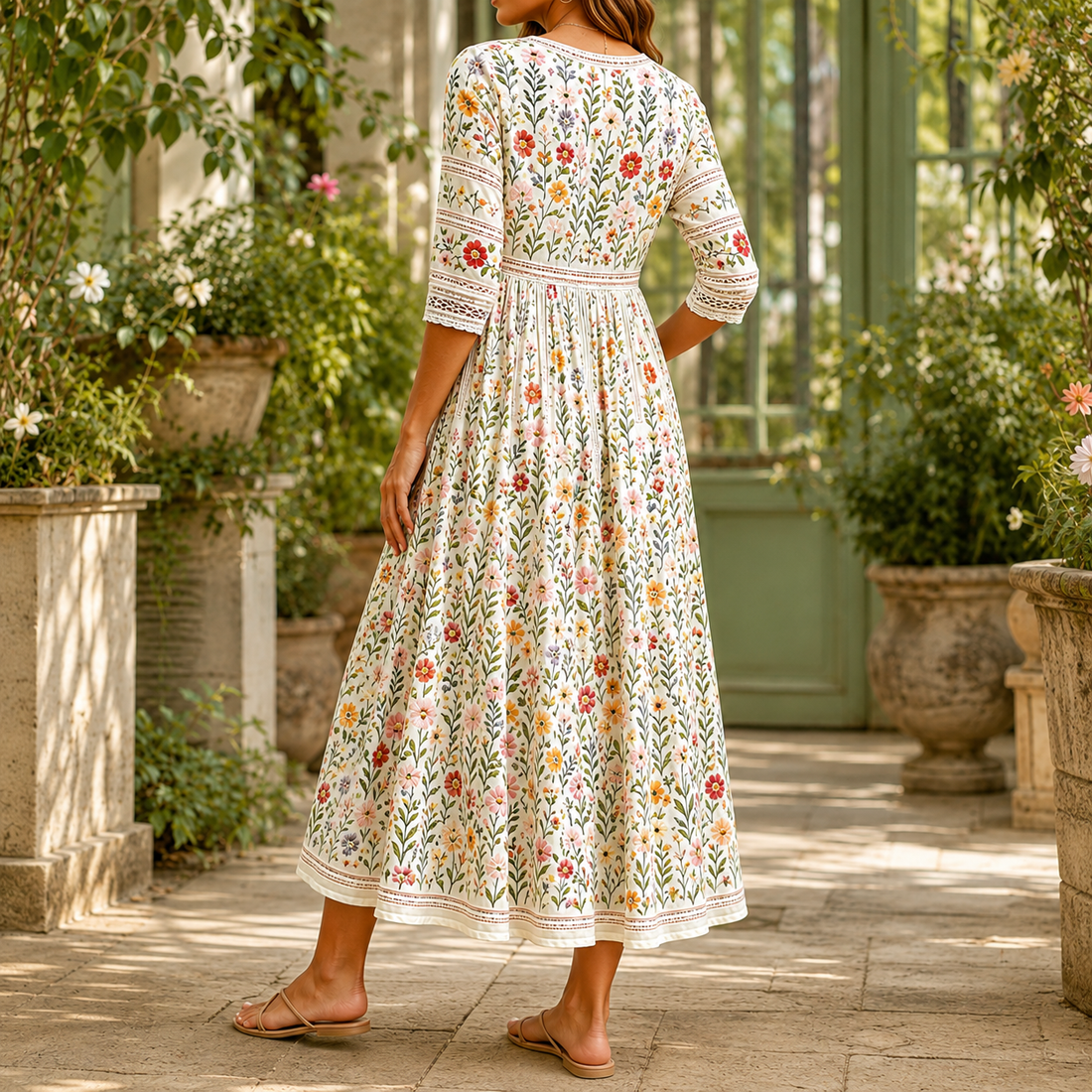 Elodie Floral Midi Dress - Lead Alternate View