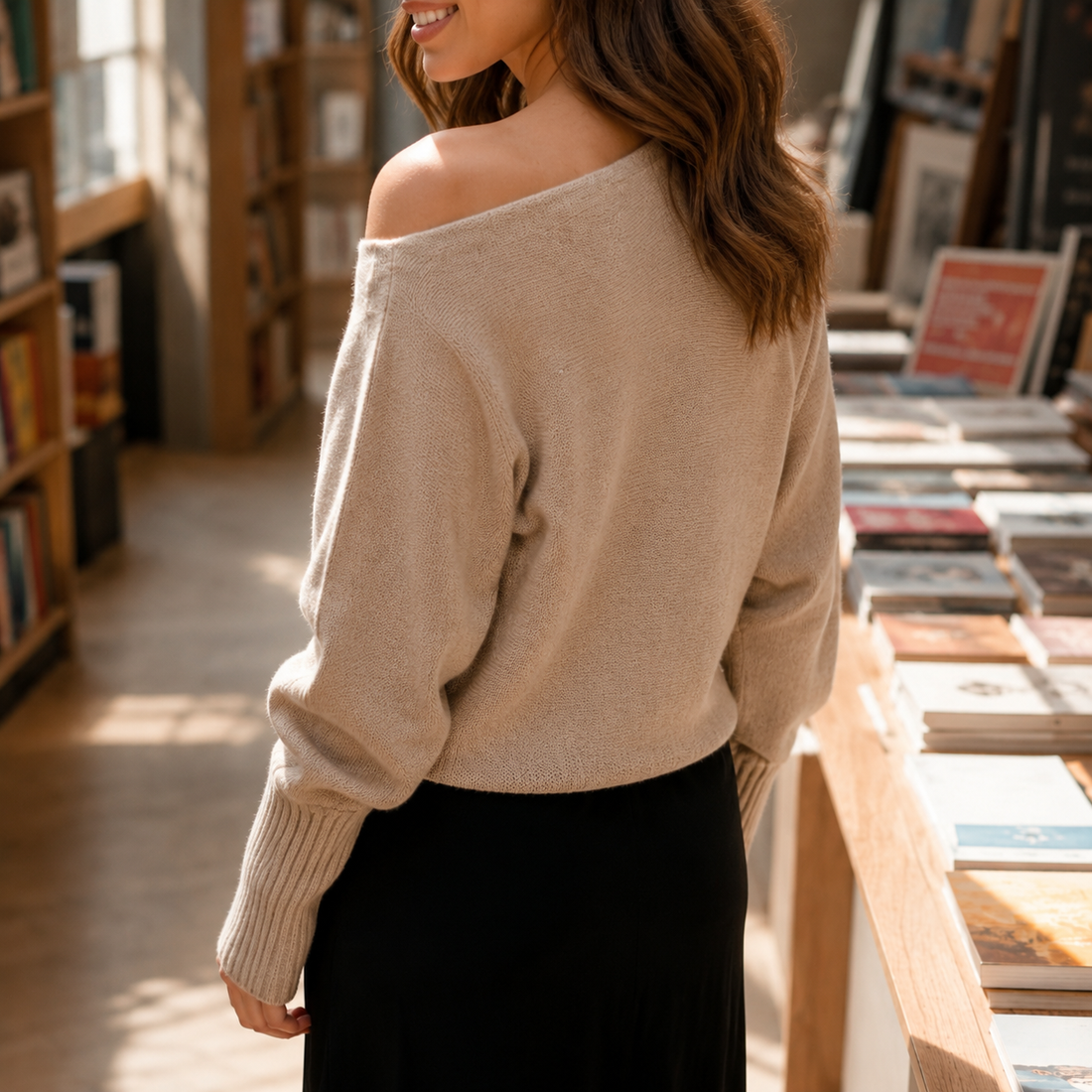 Fleur Off Shoulder Sweater - Lead Alternate View