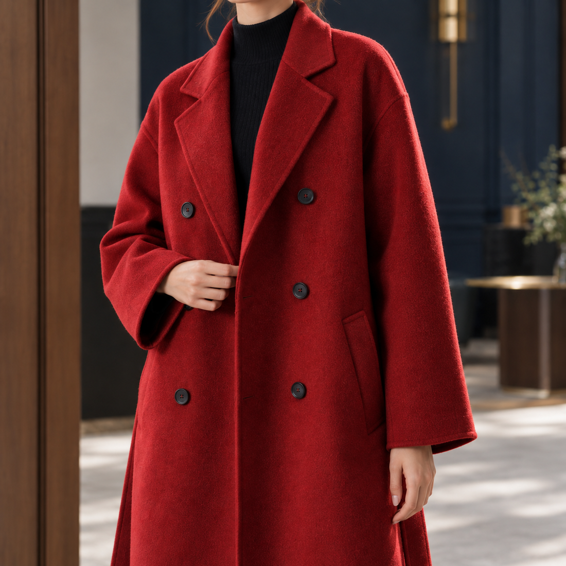 Briony Double-Breasted Coat - Lead Product Detail