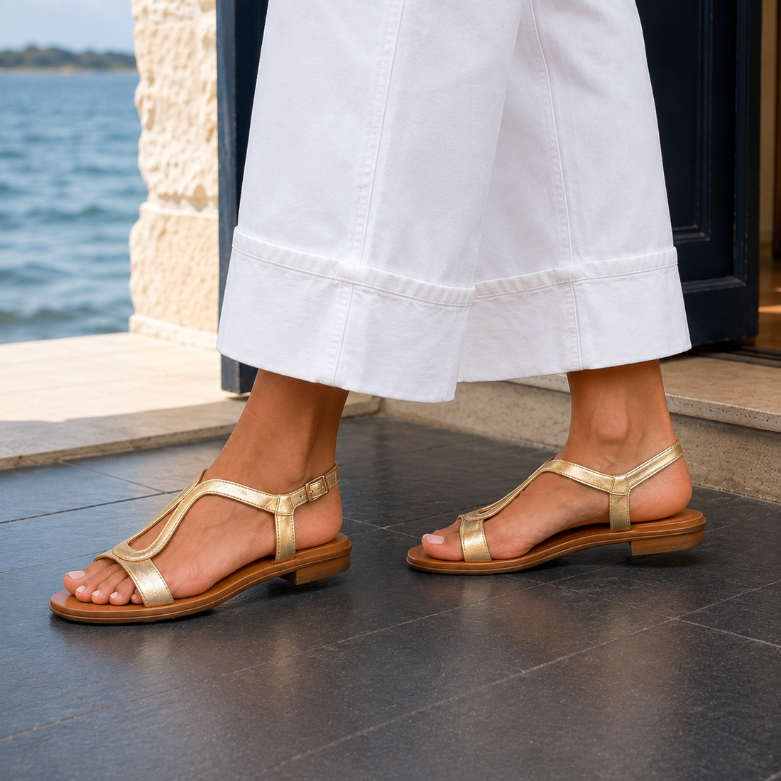 Alessia Metallic Sandals - Lead Alternate View