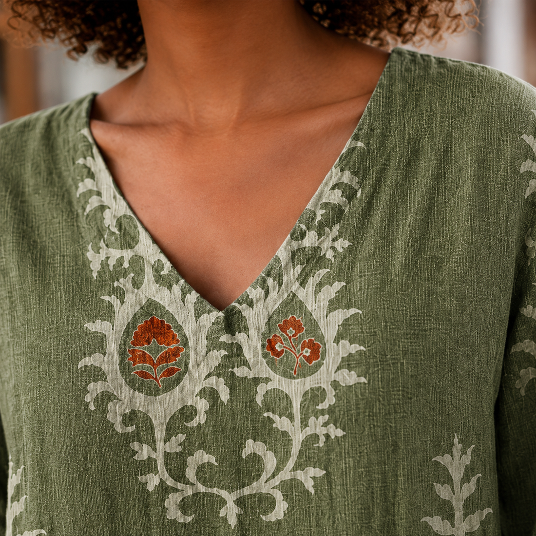 Beatrix-Skye V-Neck Tunic - Lead Product Detail