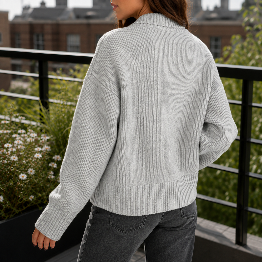 Sonia Ribbed Cardigan - Lead Alternate View