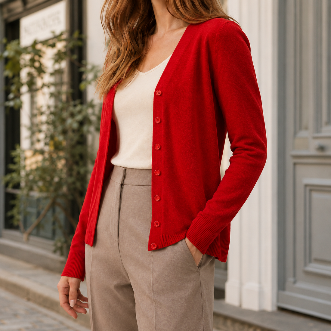 Iris V-Neck Sweater - Lead Alternate View