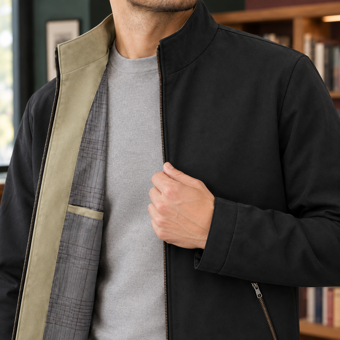 Anthony-York Stand Collar Jacket - Lead Product Detail