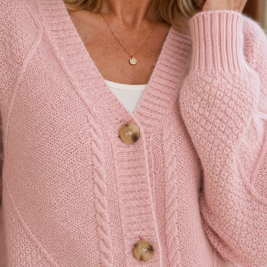 Noelle-Faye V-Neck Sweater - Lead Product Detail