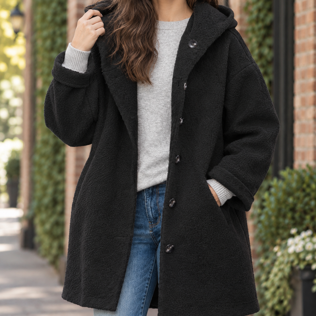 Anouska Hooded Coat - Lead Product Detail