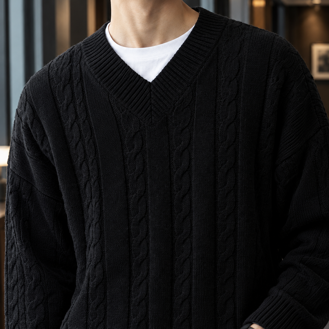 Jamie V Neck Sweater - Lead Product Detail