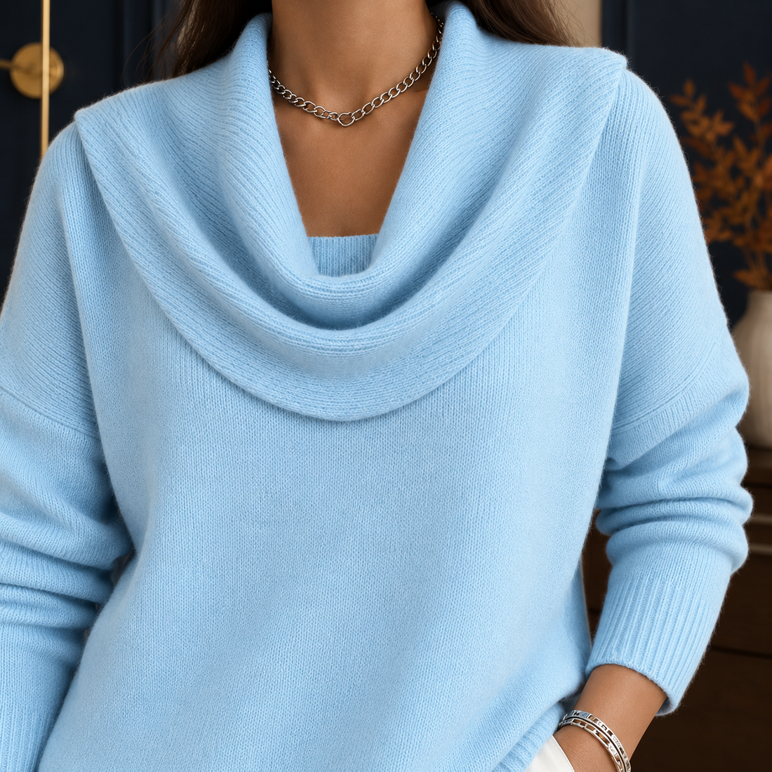 Sibylla Cowl Neck Sweater - Lead Product Detail