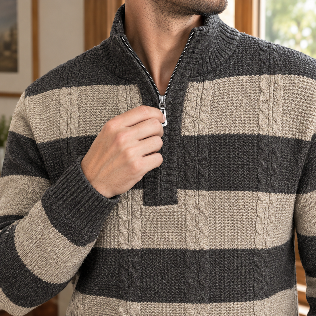 Alistair Striped Sweater - Lead Product Detail