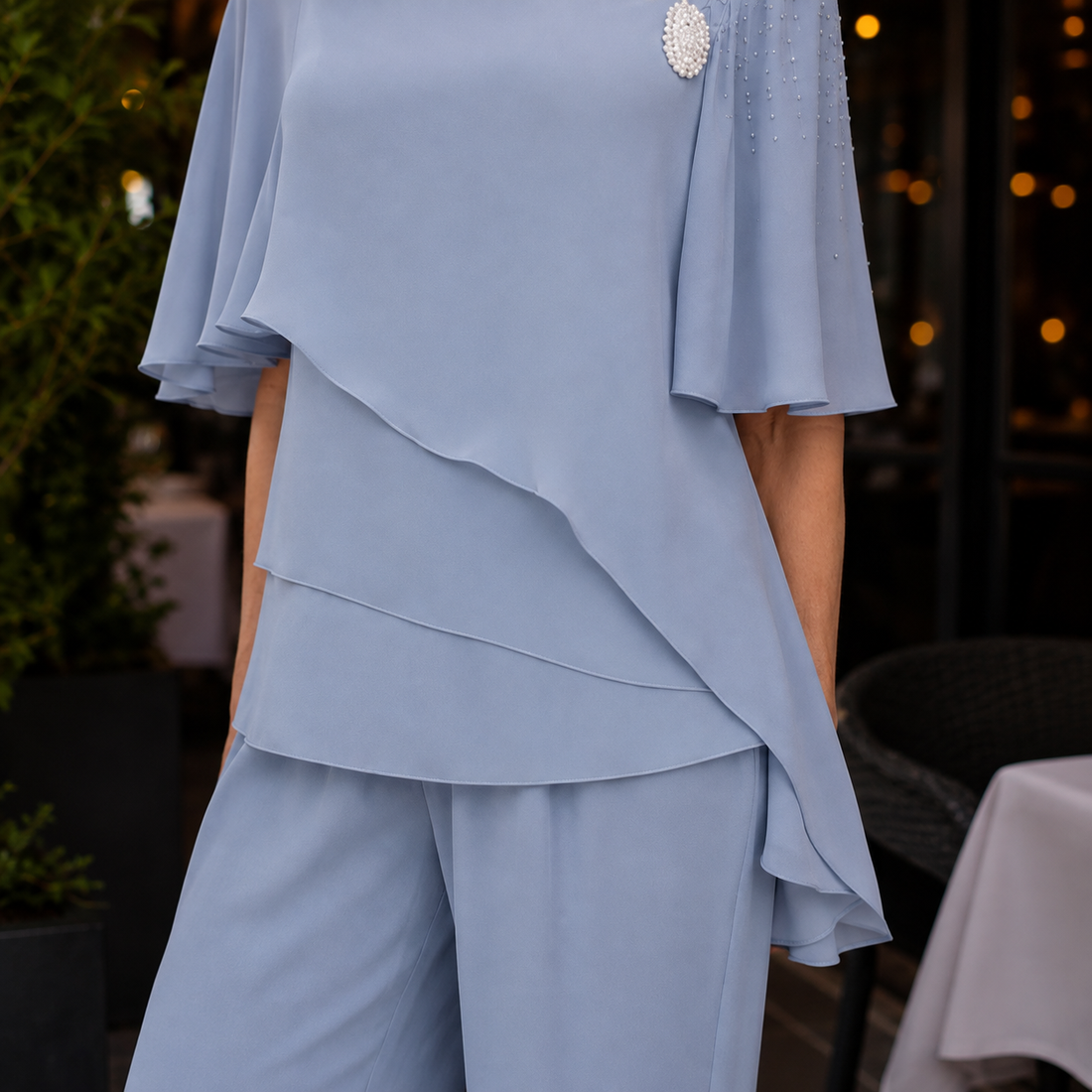 Rosalie-Claire Asymmetric Pants Set - Lead Product Detail