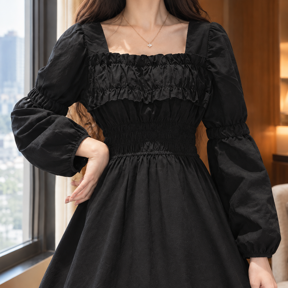 Elara-Marie Ruffled A-Line Dress - Lead Product Detail