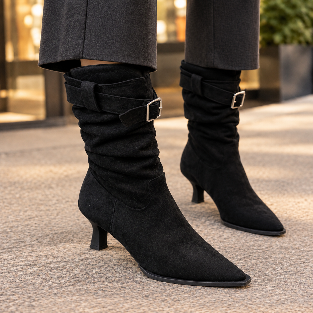 Montalto Pointed Boots - Lead Product Detail