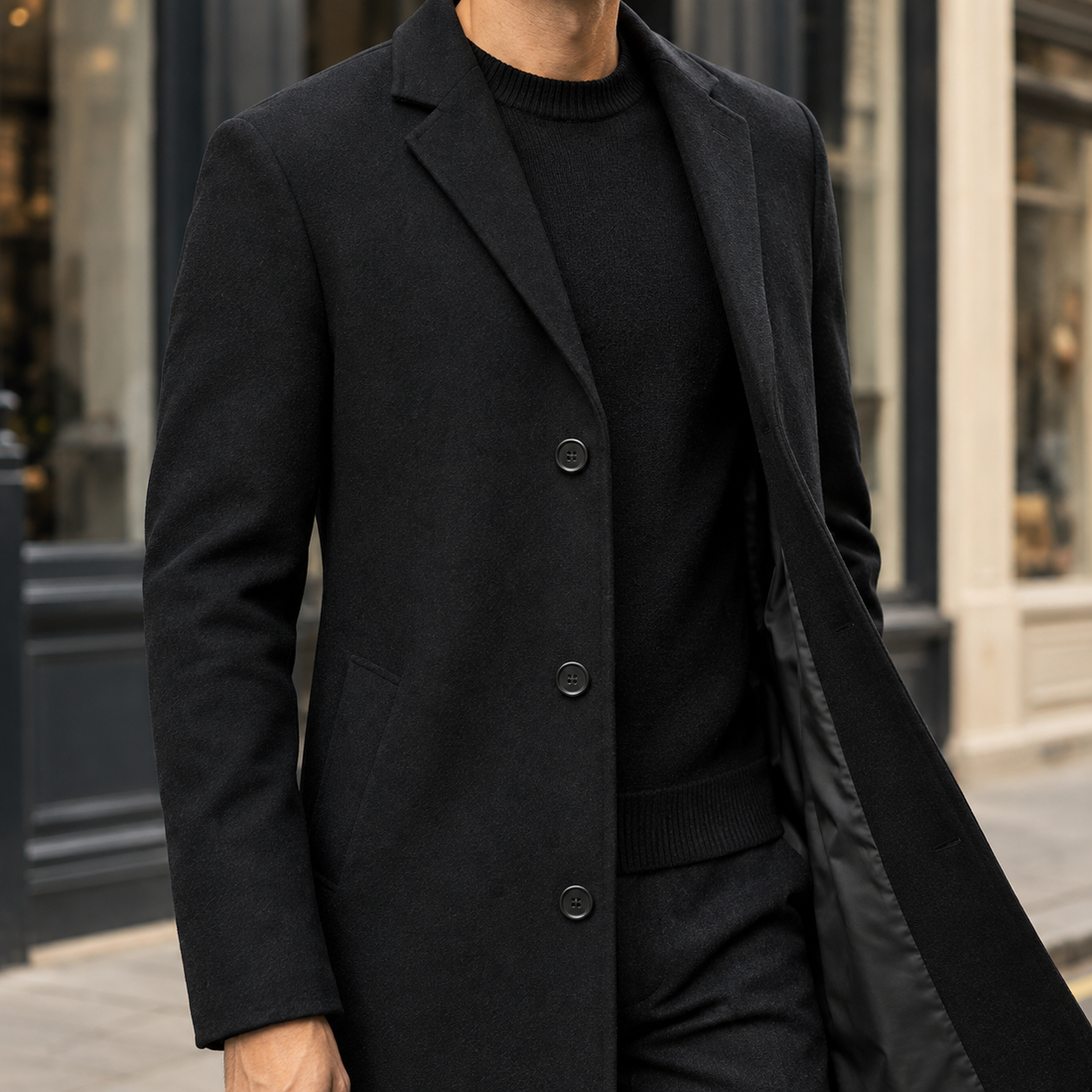 Halvard Single Breasted Overcoat - Lead Product Detail