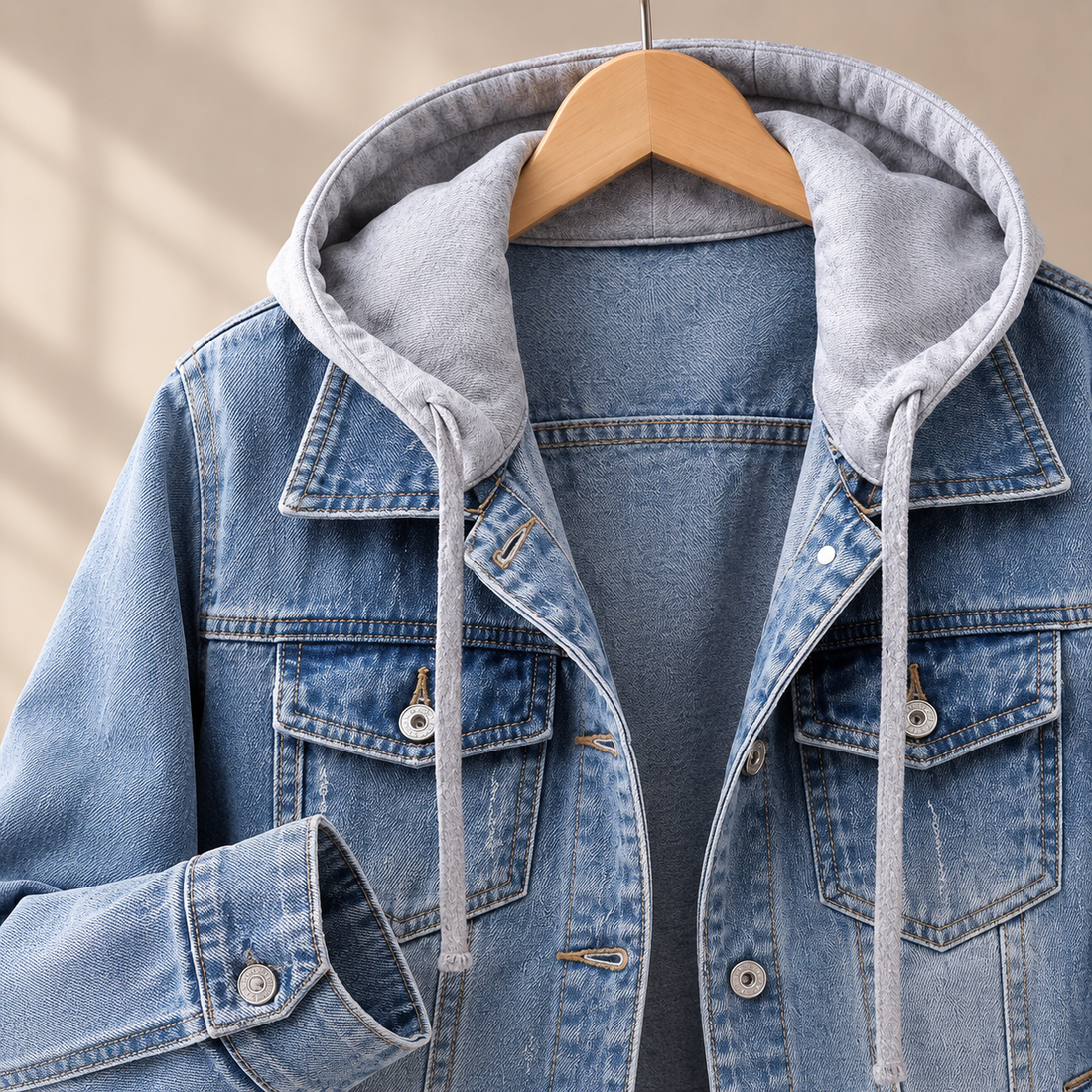 Josephine-Eve Hooded Denim Jacket - Lead Product Detail