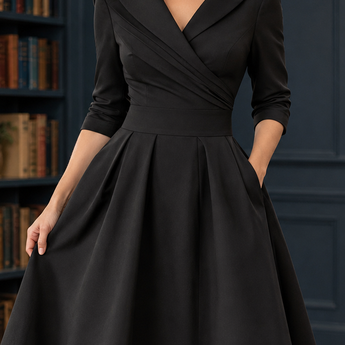 Mercedes-Eve Wrap Midi Dress - Lead Product Detail
