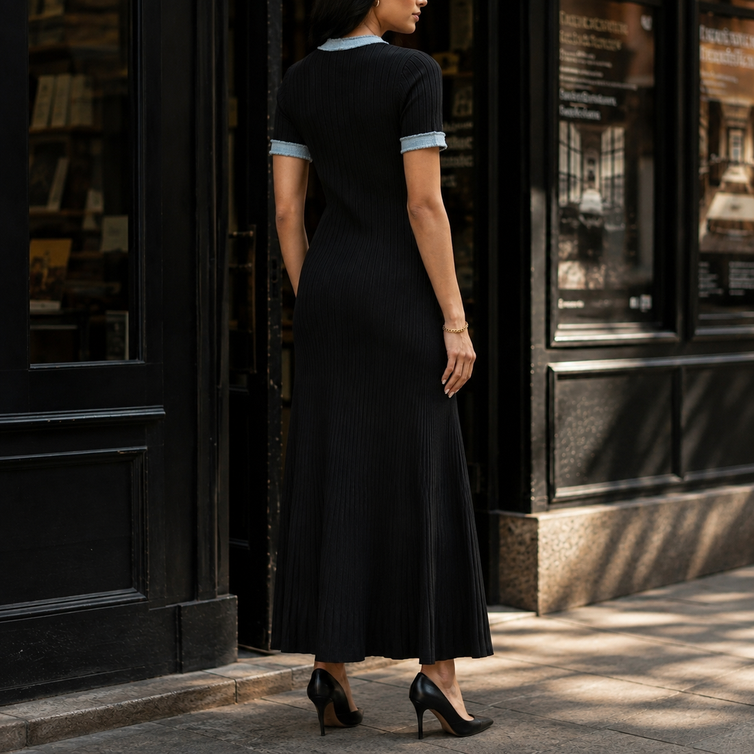 Estella Ribbed Midi Dress - Lead Alternate View