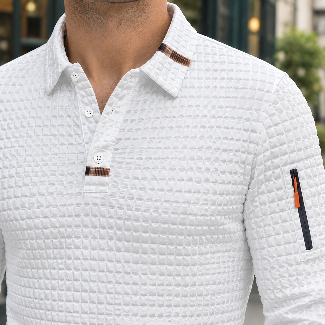 Cyprian Textured Polo - Lead Product Detail